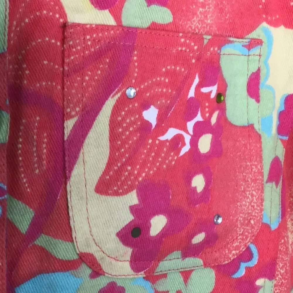 Tropico Women's Denim Jacket Multi Floral Size Medium NEW